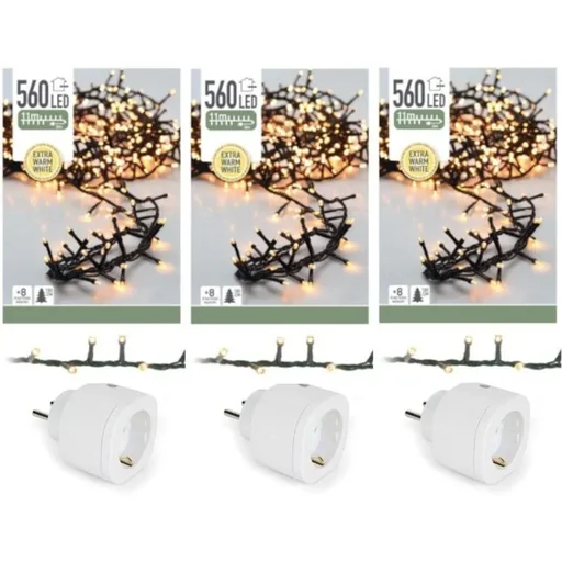 "3x Christmas tree lights 11 meters Smart controllable by phone 560LED for indoor use MET Perel Smart home image"