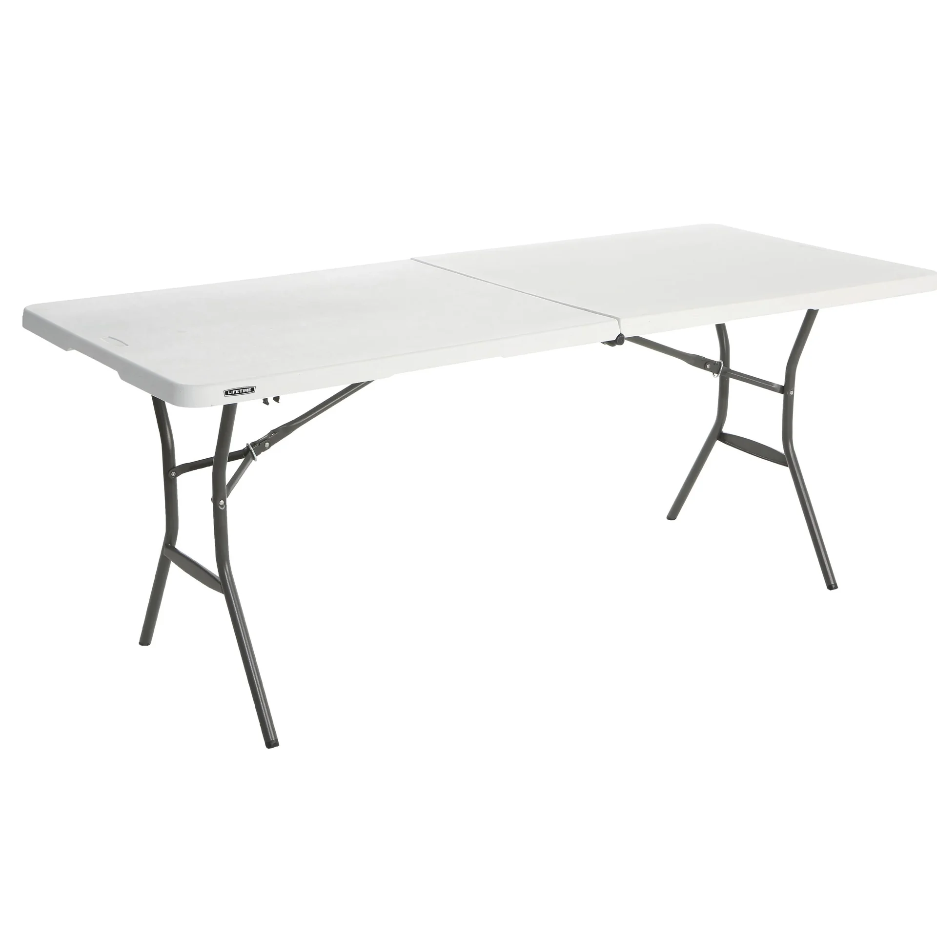 "Lifetime tafel met klapfunctie 183,8×76,2×73,7 cm Wit – inklapbaar met draaggreep image"