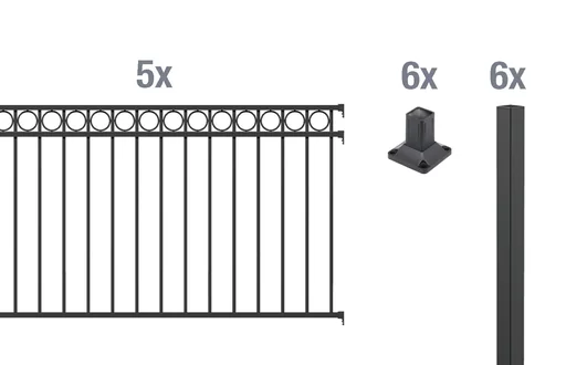 "Complete fence set Circle, for screwing on, matt black, height 120 cm, length 10 m image"
