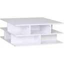 Coffee table, side table, living room table, sofa table, nesting table, 12 x shelves, wood, white, 70 x 70 x 29 cm