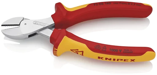 "KNIPEX X-Cut compact diagonal cutters insulated with multi-component grips 160 mm image"