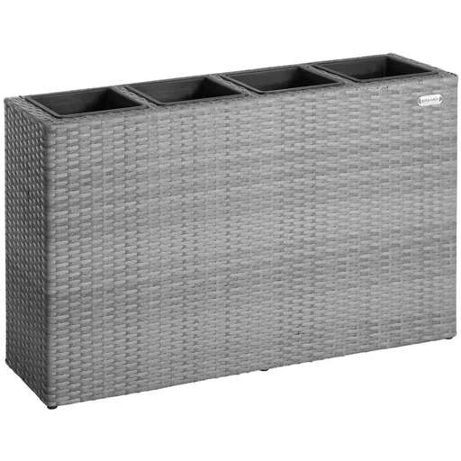 "Polyrattan planter grey 95x27x60cm image"