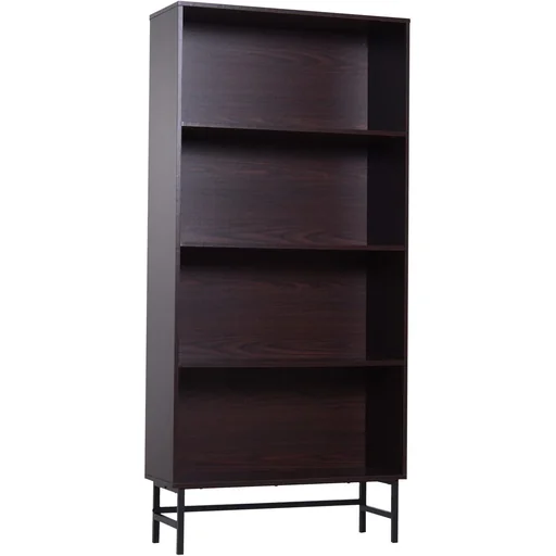 "Freestanding shelf, filing cabinet, bookcase, office shelf, wooden shelf, study, 4 compartments, dark coffee, 80 x 29.5 x 180 cm image"