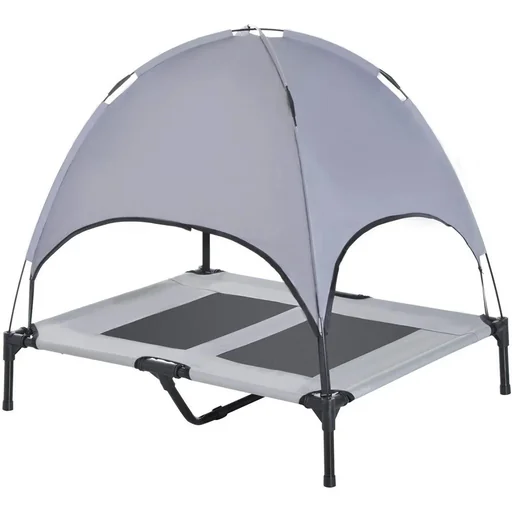 "Raised dog bed with breathable canopy image"