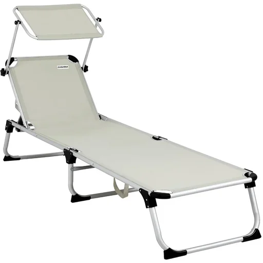 "Lounger 'Malta' with sliding roof aluminum cream 210 x 61 x 35cm image"