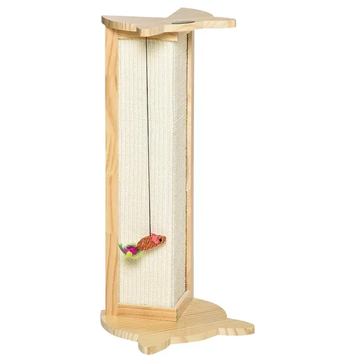 "Corner scratching board cat scratching board for wall or corners 62 cm height wall scratching board with hanging toy sisal pinewood image"