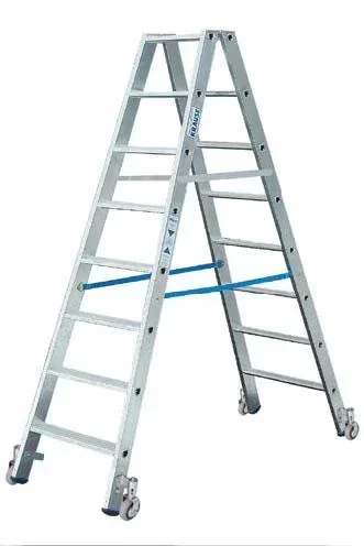 "Steps double ladder 2 x 3 steps ladder aluminum mobile image"