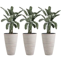 3 set bloempotten Ø 46,5 cm hoogte 60 cm plantpotten van stevig kunststof crèmewit