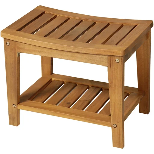 "Shower stool Bath stool Duschsitz Duschstuhl moisture-resistant Akazienholz Teak 53 x 35 x 43 cm image"