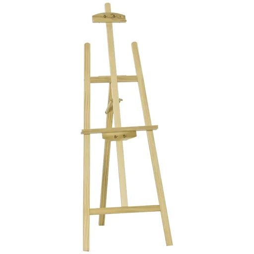 "Easel Stretcher Frame Studio Easel 90° Adjustable with Holder Pinewood Natural 51.5 x 71.5 x 134.5 cm image"
