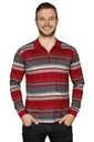 Polo shirt with zipper, color red/striped, size 2XL