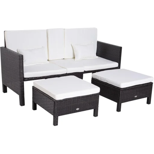 "3-piece garden furniture garden sofa lounge garden set seating group rattan furniture brown polyrattan + metal image"