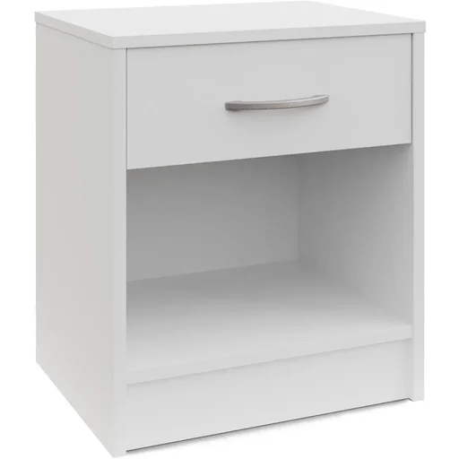 "Bedside table with drawer in white (HxWxD) 50x40x35cm image"