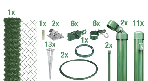 "Chain link fence as a complete fence set, with ground socket, green, height 100 cm, length 25 m image"
