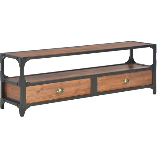 "TV cabinet with 2 drawers 120x30x40 cm solid pine image"