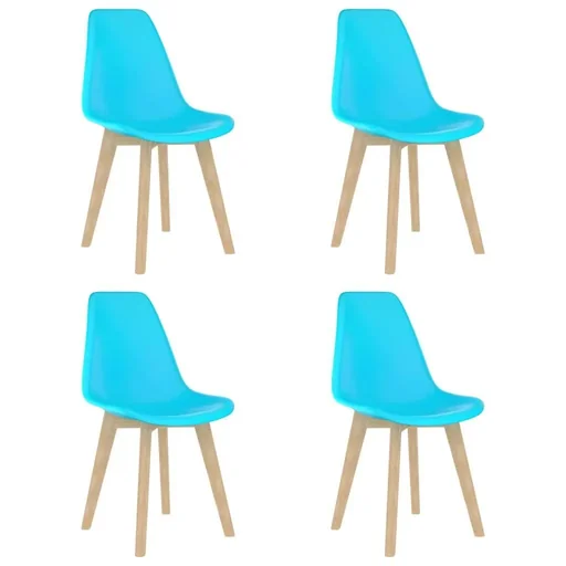 "Dining room chairs, 4 pieces, blue plastic image"