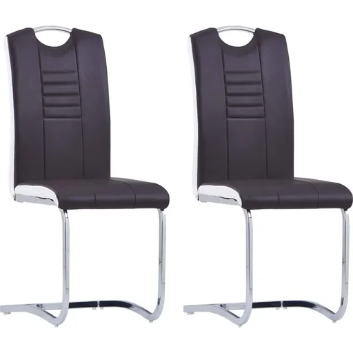 "Dining room chairs 2 pcs faux leather brown image"