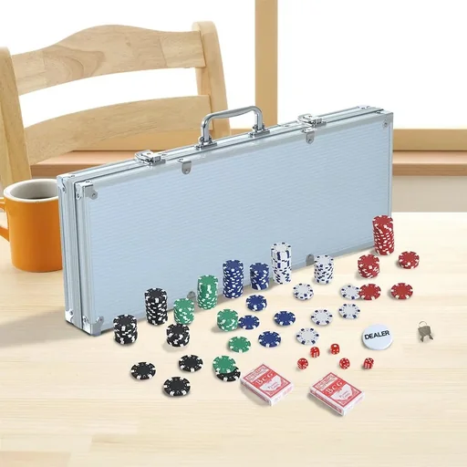 "Poker case including poker set silver image"