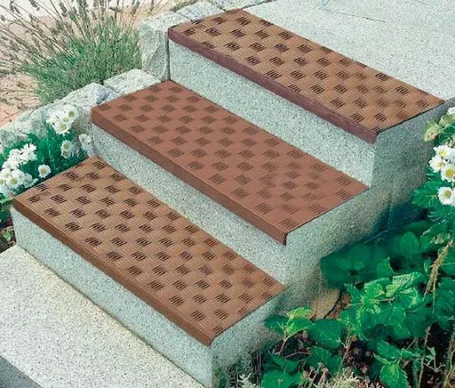 "Rubber angled step mats - set, brown, 5 pieces image"