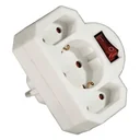 Socket adapter with 3-way switch, white