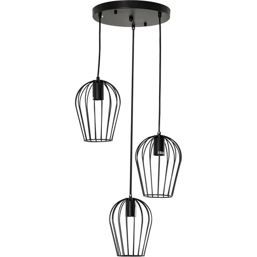 "Pendant lamp with the metal wire cage design black image"