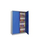 SCL series steel storage cabinet with 2 doors and 3 shelves with key lock, grey-blue