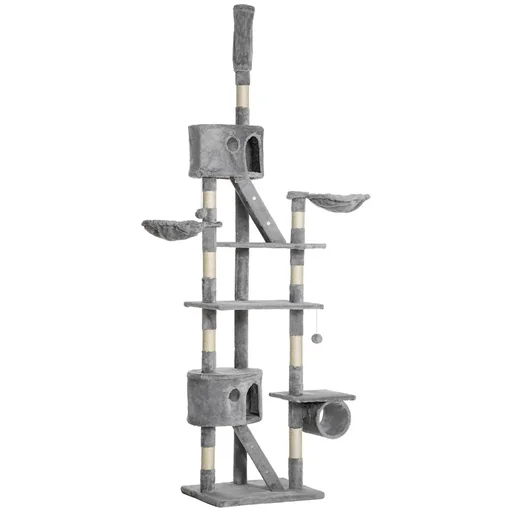 "Cat tree scratching post cat scratching post climbing tree cat sisal ceiling height (light grey) 60 x 45 x 240-260 cm image"