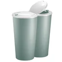 Dual waste bin for waste separation - green plastic 2x25L