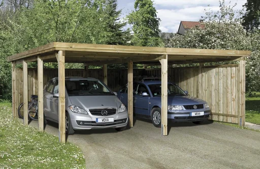 "Double carport "Optima Duo", size 2, flat roof, 603 x 612 cm image"