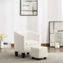 Bucket seat with ottoman, white faux leather