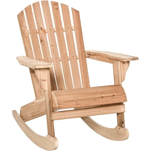 "Adirondack garden chair, rocking chair, rocking armchair, garden chair, garden furniture, balcony chair, natural, 77 x 94 x 97 cm image"