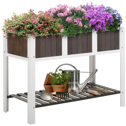 Planttafel tuintafel houten verhoogde bakken voor groenten bloemen, plantenbak