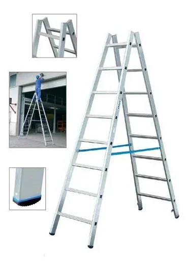 "Aluminum rung double ladder 2 x 6 rung ladder image"