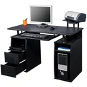 Computer desk with printer shelf PC table black