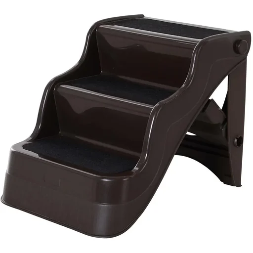 "Pet stairs foldable dark brown image"
