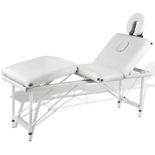 "Foldable massage table with aluminum frame (four sections / cream white) image"
