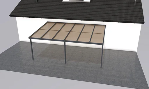 "Patio roof Premium, anthracite, 6110 x 4060 mm - Acrylic multi-wall sheets 16 mm, bronze image"