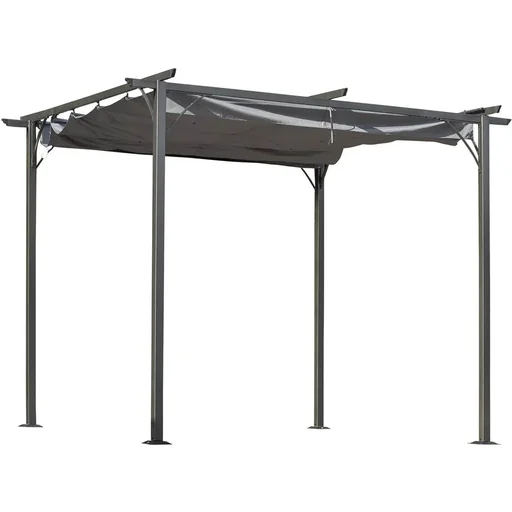 "Pergola with sliding roof, black and grey, 3 x 3 m image"
