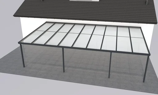 "Patio roof Premium, anthracite, 9135 x 5060 mm - Acrylic multi-wall sheets 16 mm, bronze image"