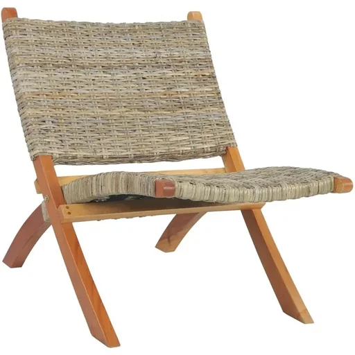 "Relaxing chair made of natural Kubu rattan and solid mahogany image"
