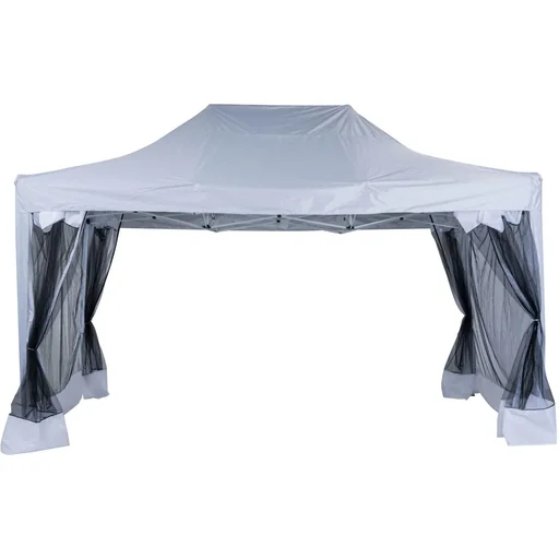 "Folding gazebo with side walls 4.5x3m steel white image"