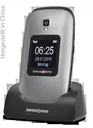 Senior flip phone BBM 625 silver-black, large 2.4" color display, additional 1.4" external display, emergency call button