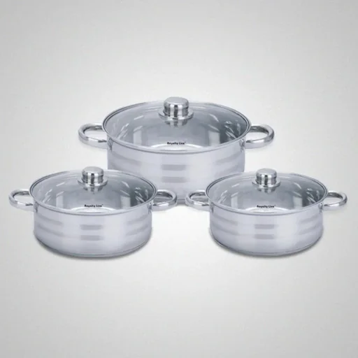 "6-piece pot and pan set - with glass lids - 19.5cm and 20.5cm - made of stainless steel image"