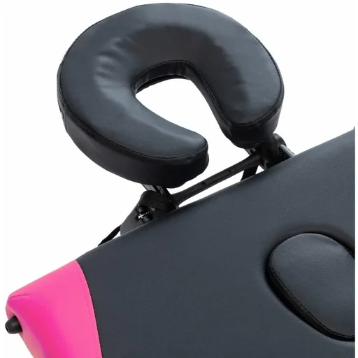 "Folding massage table 3 zones aluminum black and pink image"
