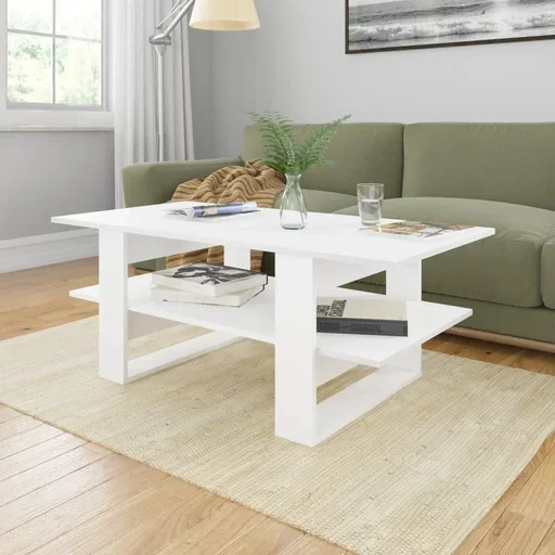 "Coffee table 110x55x42 cm chipboard white image"