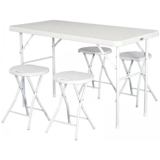 "Camping table picnic table seating group 5 pcs. foldable white image"