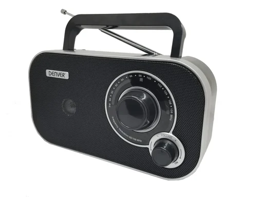 "Portable FM radio in black image"