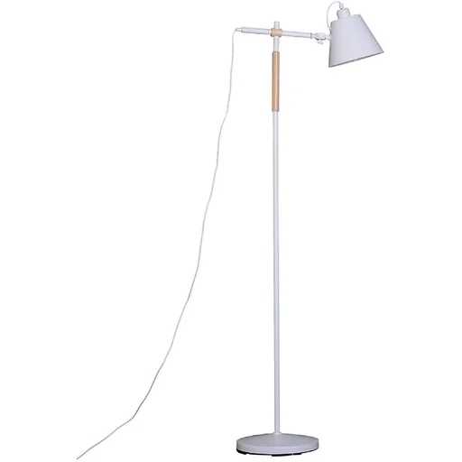"Floor lamp adjustable floor lamp 40W metal + wood white 54 x 30 x 155 cm image"