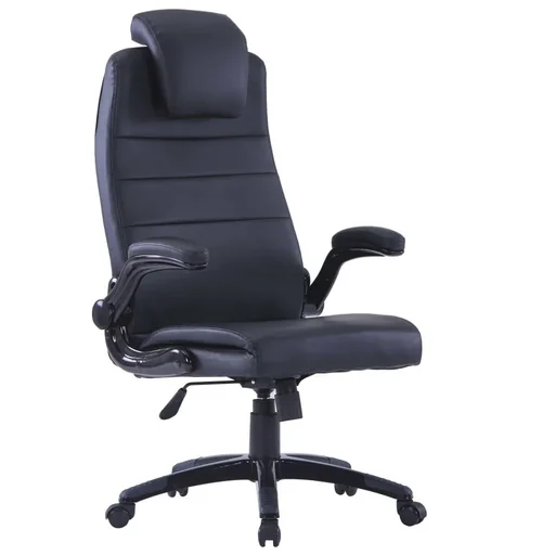 "Faux leather desk chair (black / adjustable) image"