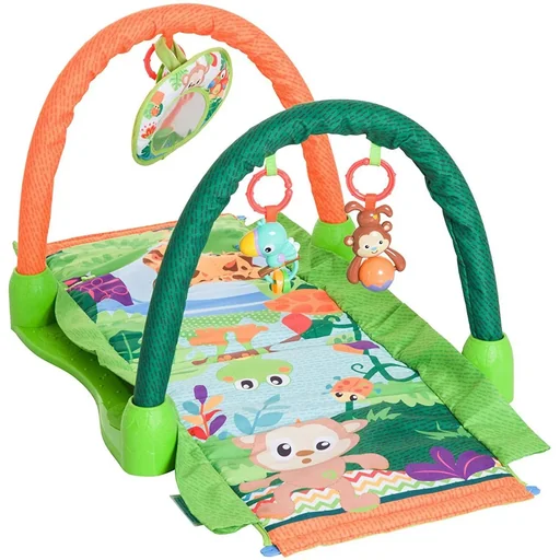 "Children's carpet animals crawling blanket 2 play arches green+orange image"